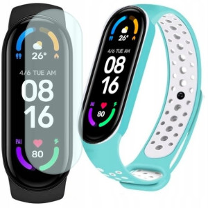 Xiaomi Mi Band 6 opaska sportowa + dodatkowy pasek turkusowo-biały