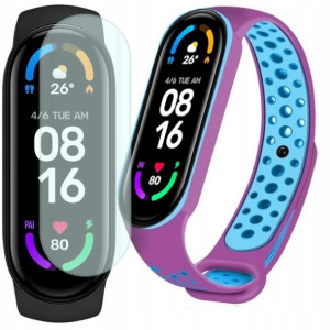 Xiaomi Mi Band 6 opaska sportowa + dodatkowy pasek fioletowo-niebieski