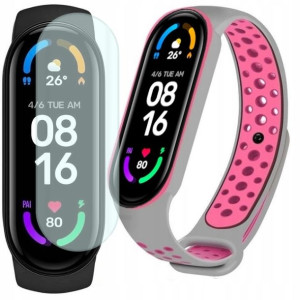 Xiaomi Mi Band 6 opaska sportowa + dodatkowy pasek szaro-różowy