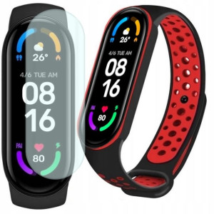 Xiaomi Mi Band 6 opaska sportowa + dodatkowy pasek czarno-czerwony