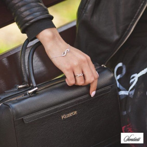 Pierścionek srebrny klasyczna nieskończoność z cyrkoniami