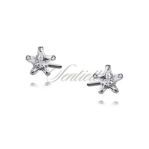 Srebrne kolczyki pr.925 cyrkonia biała 4 x 4mm gwiazdki