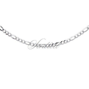 Łańcuszek figaro rodowany diamentowany płaski 3,4 mm