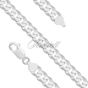 Bransoletka pancerka rodowana diamentowana płaska 8 mm