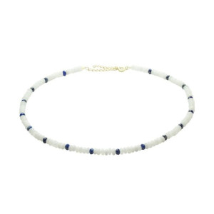 Choker pozłacany z naturalnego jadeitu i lapis lazuli