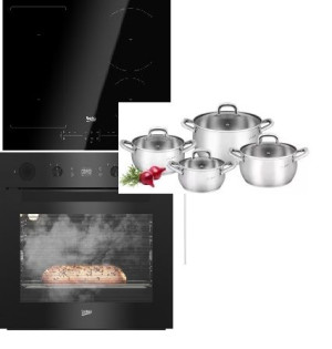 Piekarnik Beko z parą i pyrolizą płyta + Garnki!