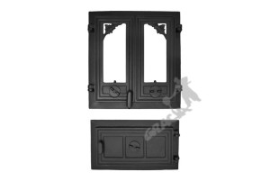 Zestaw E5 - 43x41 Cm + 23x40 Cm Prawe Drzwi Drzwiczki Żeliwne Komplet
