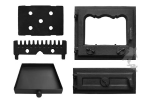 Zestaw E3 Lewy - 33x38 Cm + 16x38 Cm Drzwi Drzwiczki Żeliwne Komplet