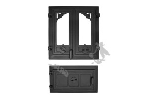 Zestaw E5 - 43x41 Cm + 23x40 Cm Lewe Drzwi Drzwiczki Żeliwne Komplet