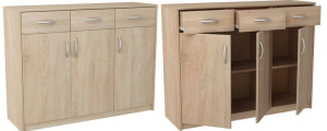Komoda 3 Szuflady Półka K023 Kolor Sonoma 110 X 35 X 85cm