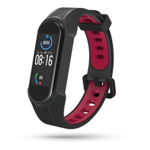 Pasek Armour do Xiaomi Mi Band 5 / 6 Black/Red