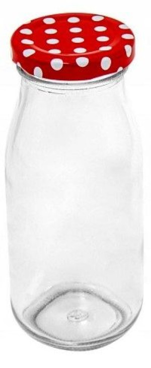 Stylowa Butelka Na Mleko Sok Koktajle Szkło 230ml.