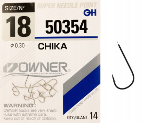 Haczyki z łopatką OWNER CHIKA srebrny nikiel r. 18