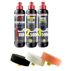 Zestaw: 3 pasty Menzerna Cut Compound 1000, Cut Polish 2500, Finsh 3000 + g