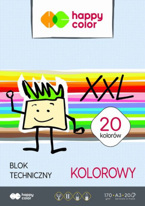 HAPPY COLOR Blok techniczny kolor A3 170g 20 kartek