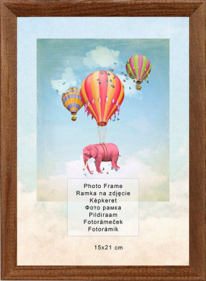 Ramka na zdjęcia, drewniana, brązowa, 15x21 cm