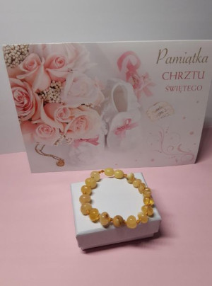 Bransoletka z Bursztynu Ząbkowanie Pamiątka Chrztu