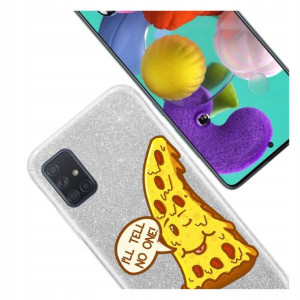 Etui case Brokat Srebrny do Samsung A51 wzory