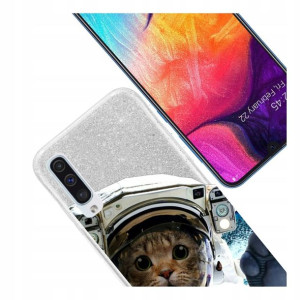 Etui case Brokat Srebrny do Samsung A50 A30s wzory