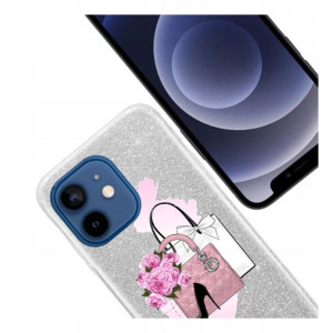 Etui case Brokat Srebrny do Iphone 12 Mini wzory