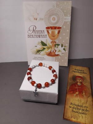 Pamiątka Bierzmowania Bransoletka różaniec Zestaw