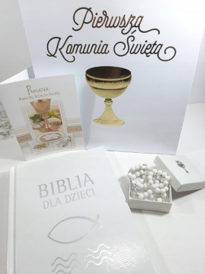 Prezent komunijny Pamiątka Komunia Bibia Prezent