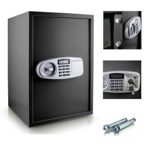 Czarny sejf biurowy domowy z zamkniem elektronicznym/na klucz solidny