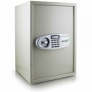 Beżowy sejf biurowy/domowy z elektronicznym zamkiem na szyfr blokada