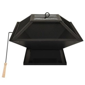 Palenisko i grill 2-w-1, z pogrzebaczem, 46,5x46,5x37 cm, stal
