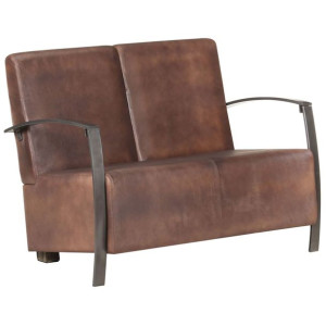 2-osobowa sofa, postarzany brąz, skóra naturalna