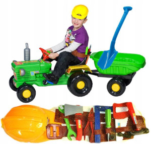 Traktor Na Pedały+przyczepa +pas Nar+kask +szpadel