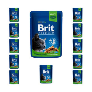 Pakiet Brit Premium Sterilised Chicken Slices Kurczak 12x100 g