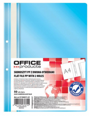 Skoroszyt PP A4 2 otwory wpinany 50szt