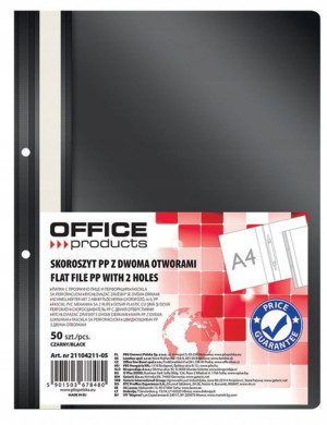 Skoroszyt PP A4 2 otwory wpinany czarny 50szt