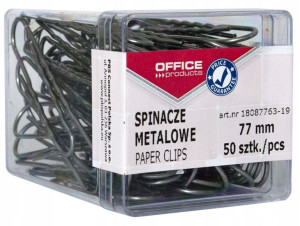 Spinacze metalowe 77mm 50szt biurowe okrągłe