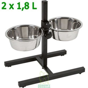 Miski na stojaku regulowanym dla psa 2 x 1,8 L