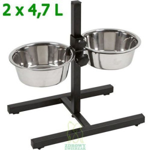 Miski na stojaku regulowanym dla psa 2 x 4,7 L