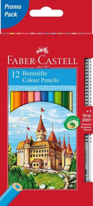 Kredki Zamek Faber Castell 12 Kolorów Ołówek Grip