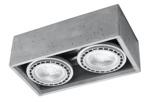 Plafon QUATRO 2 Beton Lampa Sufitowa Szara Oprawa LED Oświetlenie SOLLUX