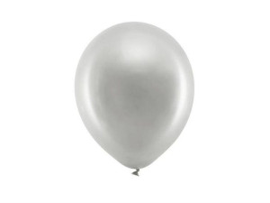 Balony Rainbow 23cm metalizowane srebrne 10 sztuk RB23M-018-10