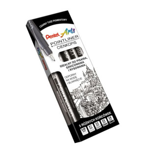 Cienkopis Kreślarski Pentel Komplet /5 sztuk/ Czarny