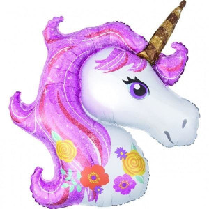Balon Foliowy Jednorożec Unicorn Róg 83 X 73 Cm