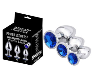 Power Escorts - BR138 - Diamond King Starter 3-Pack - S, M, L - Silver/Dark