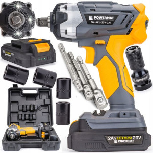 Klucz Udarowy AKUMULATOROWY 20V Nasadki + ADAPTERY / Zestaw /  PM0681