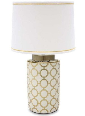 Stołowa Lampa Z Kloszem Biała Ceramiczna