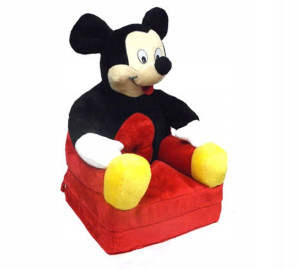 Fotel Pluszowy Mickey Rozkładany, Pufa, Sofa