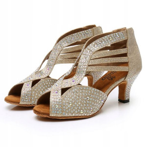 Buty Do Tańca Taneczne Szampańskie Zdobione 6cm 37