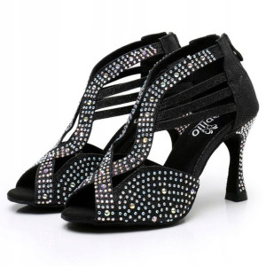 Buty Do Tańca Taneczne Latino Czarne Zdobione 9cm 42