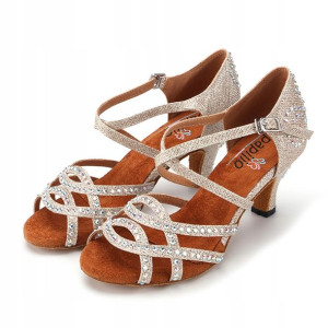 Buty Do Tańca Taneczne Z Cekinami Szampańskie 6cm 36