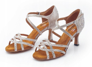 Buty Do Tańca Taneczne Cekiny Szampańskie 7,5cm 42